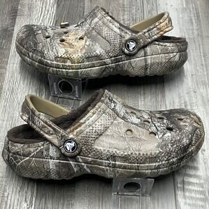 Crocs Classic Lined Clog Realtree Edge Camo Womens 6 Mens 4 Fleece Khaki Shoes